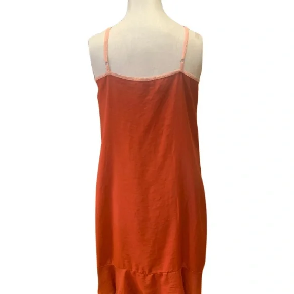 ❤️❤️❤️ SOLD ❤️❤️❤️ LACAUSA Anthropologie Orange Ruffle Asymmetrical Dress - Picture 3 of 4